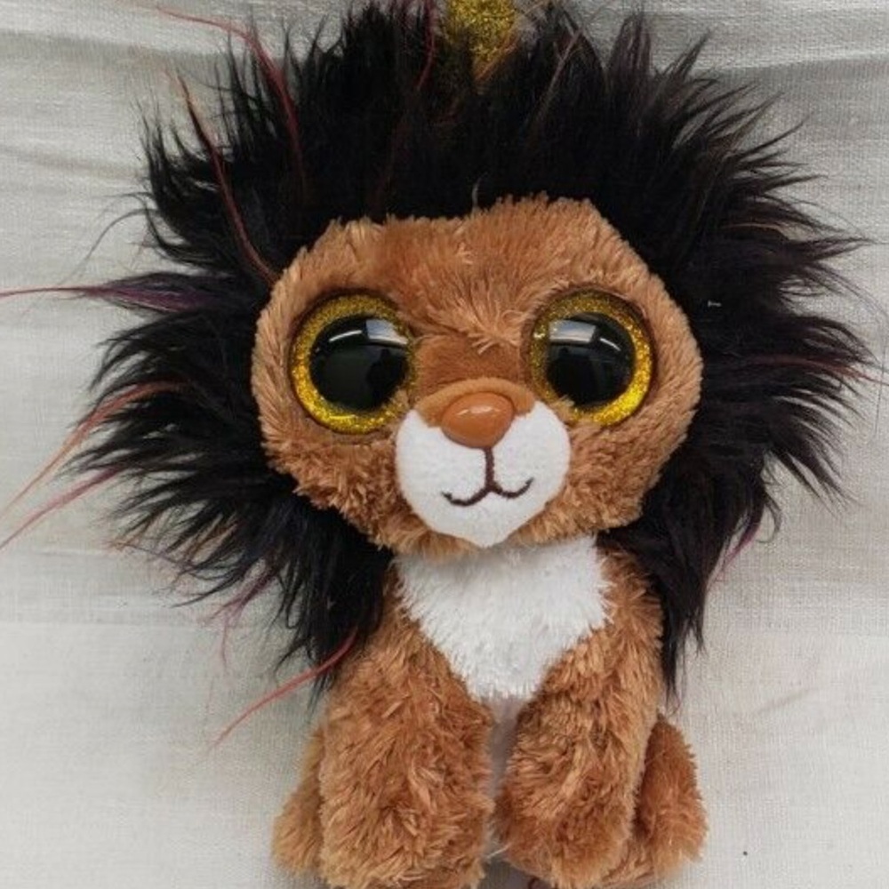 Cuddly Brown and Black Stuffed Lion with Fluffy Mane